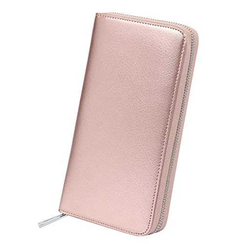Cynure Women 36 Slots Rfid Blocking Card Holder Large Long Leather Zipper Organizer Accordion Wallet,Rose Gold #TOP2