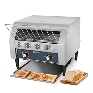 Commercial Conveyor Toaster 450 Slices/Hour Stainless Steel Toaster 2600W Heavy Duty Industrial Toaster Countertop Electric Oven with Dual Heating Tube for Bagel Bread Croissant Bakery Restaurant Cafe