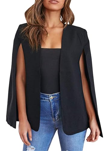 Womens Loose Blazer Elegant Cape Coat Business Casual Outwear Split Sleeve Open Front Blazer Jacket