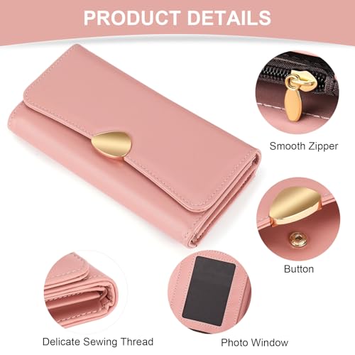 Image of Wallets for Women Trifold Wristlet Wallets Large Capacity RFID Blocking Ladies Purse Credit Card Holder