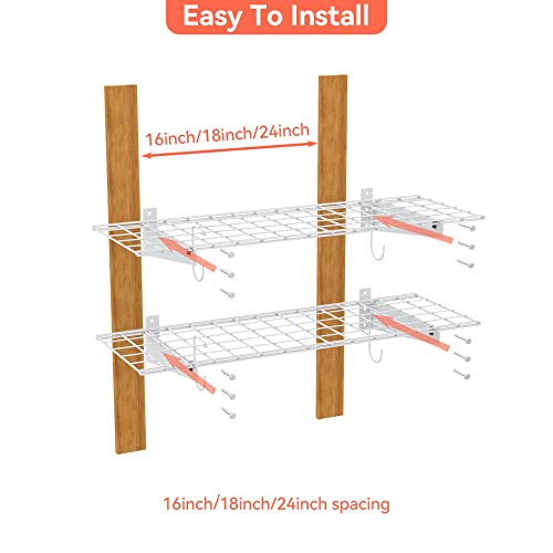 Torack 2 Pack Garage Storage System Shelves, 15" X 45" Wall Mounted Wire Shelves For Storage Heavy Duty Garage Wall Shelving #TOP4