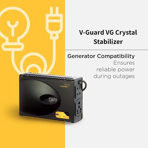 Image of V-Guard VG Crystal Stabilizer for LED / Plasma TV | Black | Home Theatre & Medical Equipment | 90V-290V Working Range | 2A Capacity | High & Low Voltage Protection