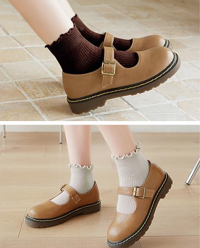 Image of Womens Ankle Casual Socks Lace Ruffle Low Cut Knit Cotton Lettuce Socks for Women Girls