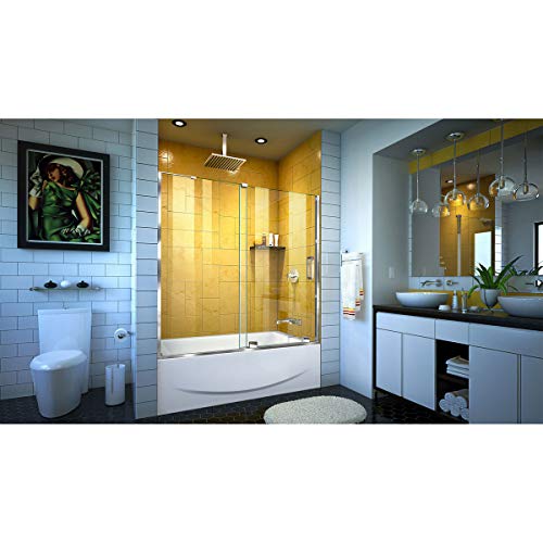 DreamLine Mirage-Z 56-60 in. W x 58 in. H Frameless Sliding Tub Door in Chrome, SHDR-1960584-01