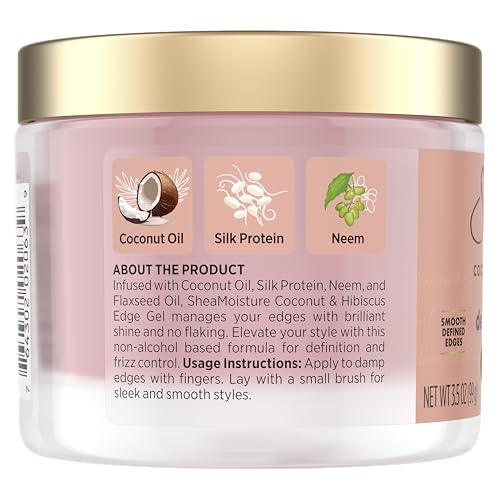 Unilever Shea Moisture Define & Shine Edge Gel + Flaxseed Coconut & Hibiscus Holds and Controls Edges All Day Infused With Glycerin, Coconut Oil and an Invigorating Sweet Scent Paraben-Free Hair 3.5 OZ