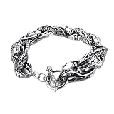 MYZTTZR Dragon's head, Inox In Acciaio Zinco Lega In argento Bracciale 8,27 Pollici (21 cm) per gli Uomini, Cubano Vintage Punk Personalità Gioielli da Donna