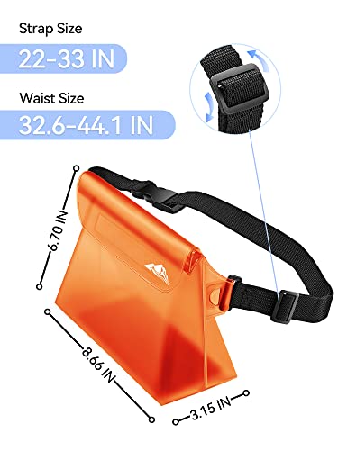 Image of HEETA 2 /3 /4 Pack Waterproof Pouch with Waist Strap, Screen Touchable Dry Bag with Adjustable Belt for Phone Valuables for Kayaking, Swimming, Snorkeling, Boating, Fishing, Surfing & Beach