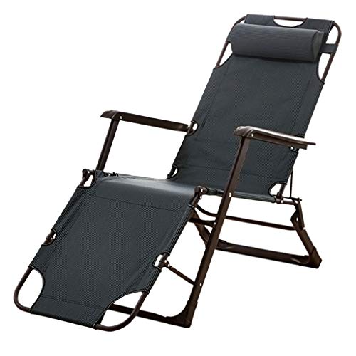 Erik Xian Folding Reclining Sun Lounger, Adjustable Backrest, Portable Recliner, Beach, Camping, Garden, Folds For Easy Storage, Space Saving Folding Garden Patio Furniture (Color : Black)