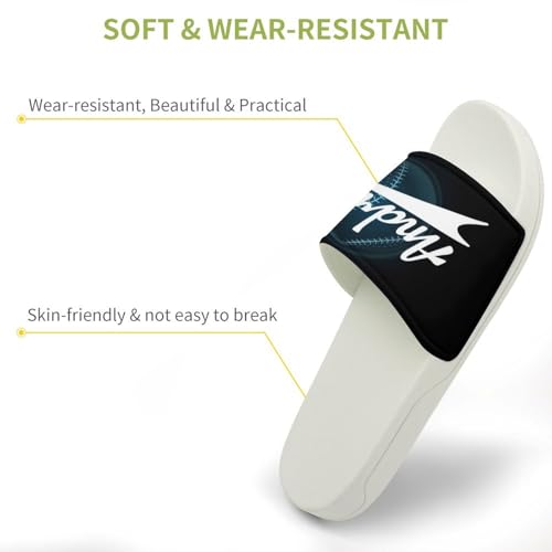 Custom Sports Slides Personalized Slippers - Baseball Sandals Quick Drying Softball Slippers Indoor Outdoor,Gifts for Men Youth Boy (White,Style 3)3