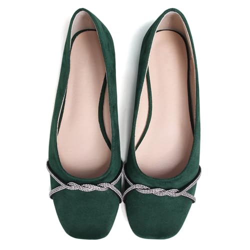 Image of TN TANGNEST Womens Casual Flats Chain Ballet Flats | Fashion Pointed Toe Rhinestone Flats, Comfort Slip On Dress Shoes for Business Work Office Wedding Party
