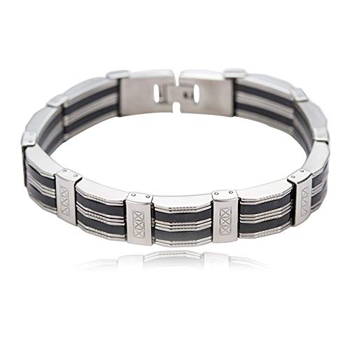 Preisvergleich Produktbild Qinlee Titanstahl Herren Armbänder Mode Persönlichkeit Jungen Armband Bracelet Party Mode Zubehör Silber Schwarz 23cm