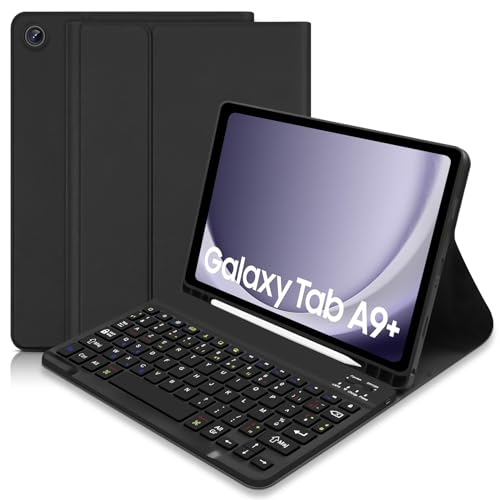 Coque Clavier pour Samsung Galaxy Tab A9+ 2023 11 Pouces (SM-X210/X216/X218), AZERTY Français Étui Clavier Magnétique Bluetooth sans Fil Etui Housse avec...