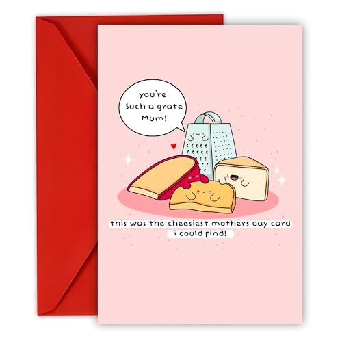 Faythory Funny Mothers Day Card for Mom, Cute Cheesy Pun Card, Happy Mothers Day Card, Birthday Card for Mom from Daughter or Son, Thank You Mom Gift