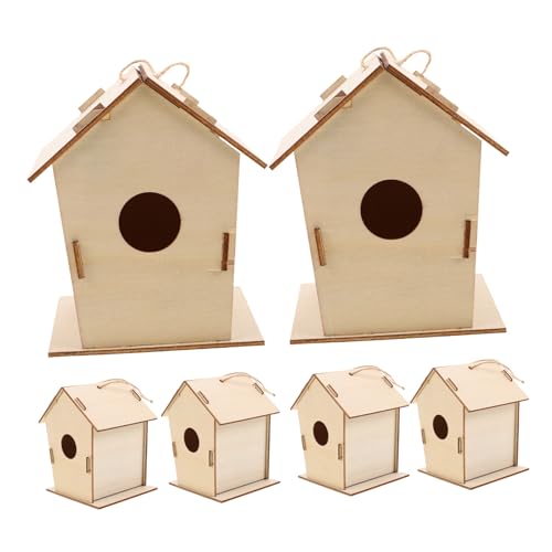 FRCOLOR 6pezzi Casetta Uccelli in Legno Per Ragazzo Kit Da Te Non Verniciato Casetta Uccelli Da Dipingere Graffiti Attività Educative e Divertenti Costruzione