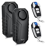 WSDCAM Bike Alarm with Remote 2 Pack, 113dB Loud Anti Theft Vibration Sensor Alarm Systems for Electric Bike Motorcycle Golf Car Trailer Mailbox Garage Door Waterproof Home Security Bike Accessories