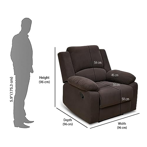 Image of Torque - Rubik 1 Seater Fabric Manual Recliner | Recliner Sofa /Chair for Living Room, Bedroom, Office (Brown) | 1 Year Warranty