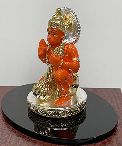 Image of Gold Plated Hanuman Ji Statue Kesari Hanuman Ji Ki Murti for Home Temple Office Study Table Hanuman Ji Idol Gift