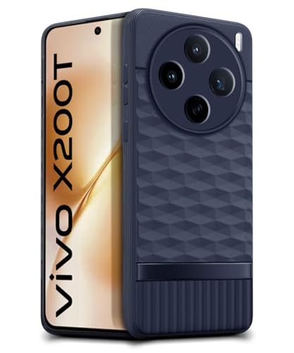 Image of WOW IMAGINE Back Cover for Vivo X200T 5G with Hexa Cube Design | Ultra Slim Soft Rubberised Case | Inner Velvet Fabric | Flexible Mobile Case | Camera Protection - Blue