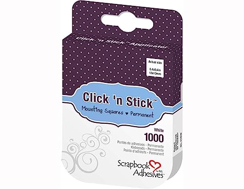 3L Click 'n Stick Permanent Mounting Squares, 1/2-Inch x 1/2-Inch, 1000pk, White