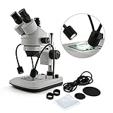 Picture of Swift S7-TGL-CA05 Trinocular Stereo Microscope, 7X-45X Zoom, WF10X Eyepieces, Gooseneck & Transmitted LED Lights, Pillar Stand, 110V
