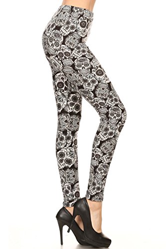 S116-PLUS Spanish Skulls Print Fashion Leggings
