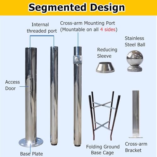 Adjustable 3.5m Security Camera Pole Stand Kit - Extra-Long Sections for Enhanced Surveillance, Universal Compatibility, Easy Installation, Durable Design