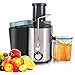 Exprimidor 400W Para Frutas y Verduras, Exprimidor Centrífugo 500ml Exprimidor En Acero Inoxidable con Control de Doble Velocidad 27 x 17,5 x 33 cm UE 220V