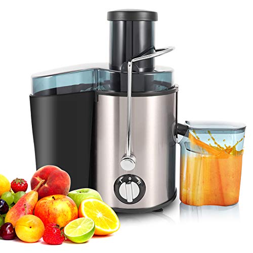 Extracteur de Jus 400W, Centrifugeuse à 2 Vitesses avec Large Bouche 500ml, Machine à Jus de Fruits et Légumes en Acier Inox