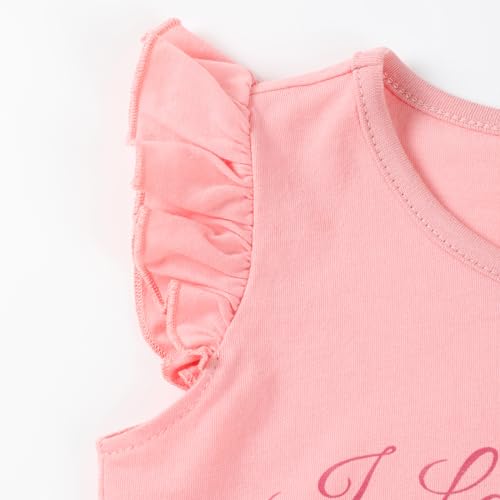 Image of HILEELANG Toddler Girl Summer Short Outfit Sets Cotton Short Sleeve Tops Tees Shorts Clothing Sets