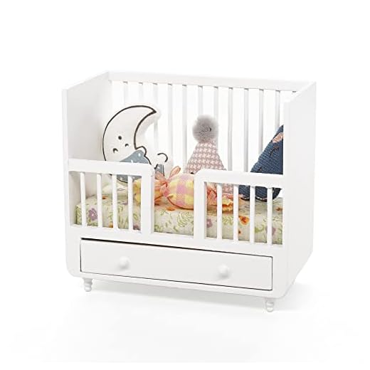 Odoria Muebles Miniaturas Cuna Escala 1/12 Accesorios Casa de Muñecas