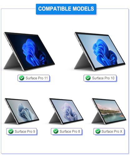 Image of Surface Pro Keyboard for 11 /10 /9 /8 /X 13 Inch, Ultra-Slim Wireless Bluetooth Surface Keyboard with Palm-Rejection Trackpad, 7-Color Backlit, Sleep /Wake Function, Long Battery Life