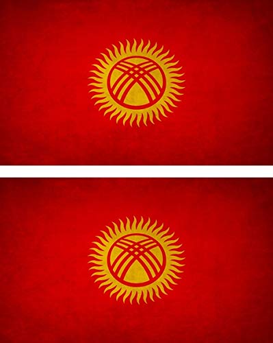 Akachafactory 2X Autocollant Sticker Drapeau Vintage Vieilli KS Kirghizistan