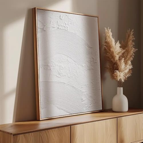 DekoArte- Cuadro Decoración Salón Moderno en Relieve Blanco -