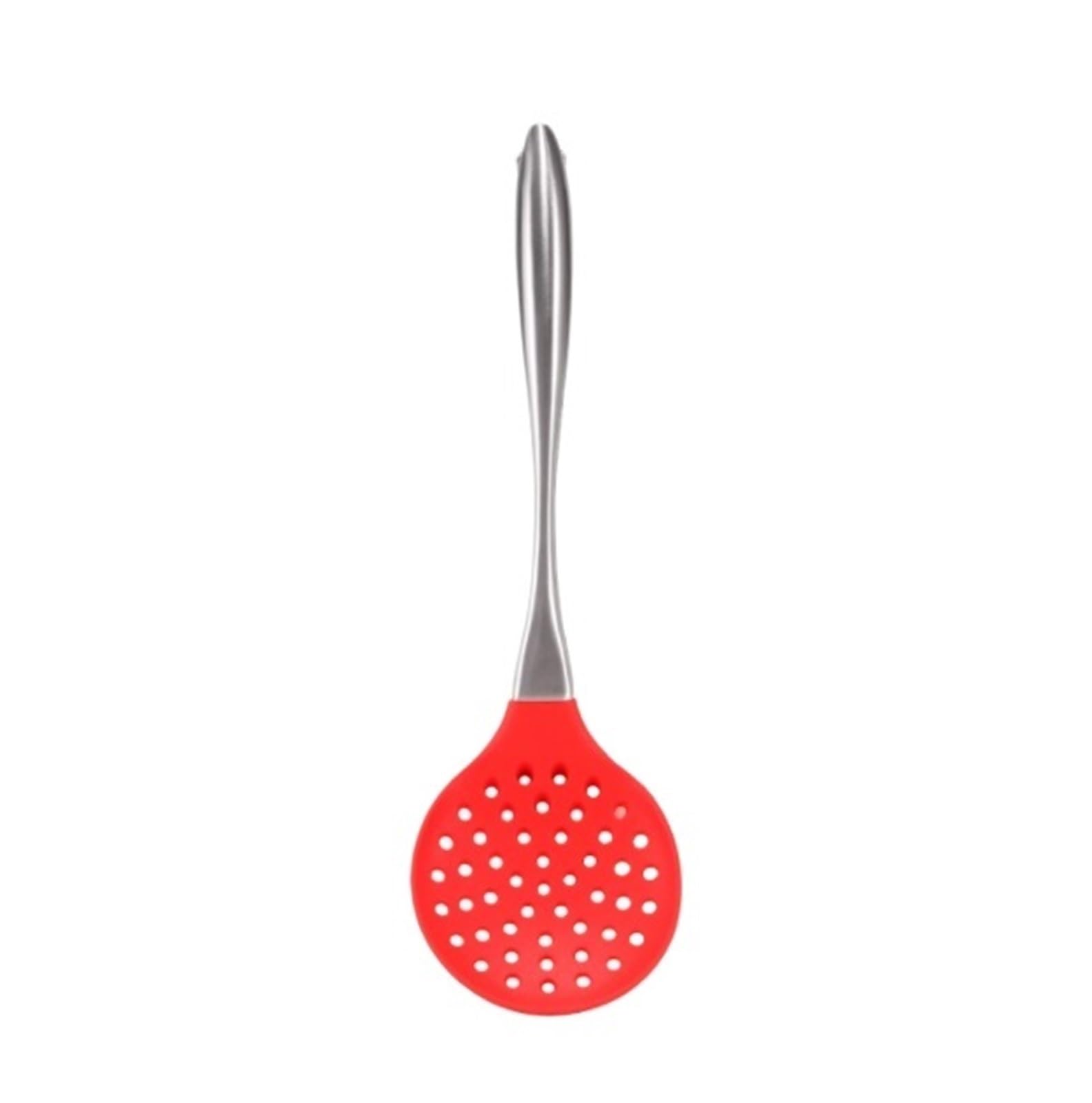 Espumadera De Cocina Sartén De Silicona, Colador, Mango De Acero Inoxidable For Sartenes Antiadherentes para Cocinar Y Freír(Rot)