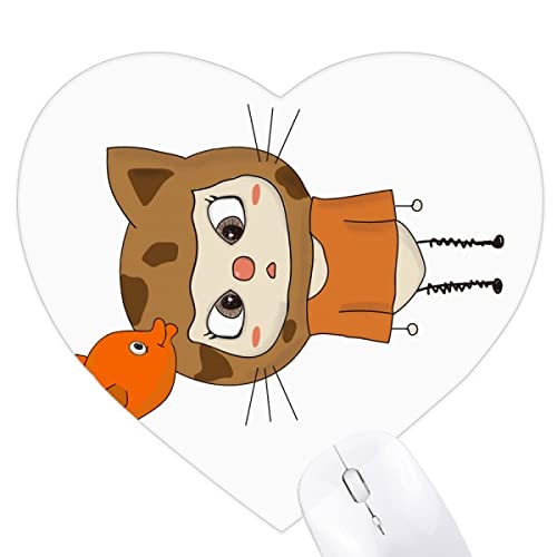 Animal Cat Natural Fish vilain UU Jeux de tapis de souris en forme de coeur