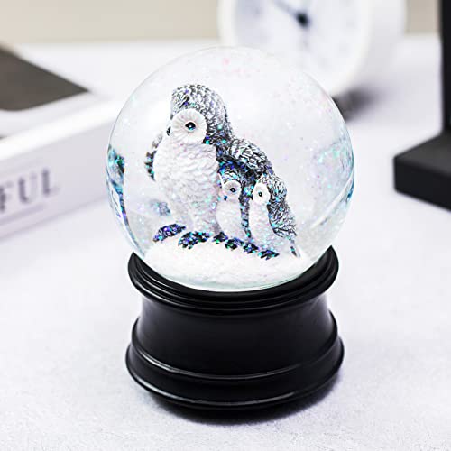 Artpaul Owls Musical Snow Globe Family Themed Water Globe Wind Up Music Box Holiday Decorations (Black) #TOP3
