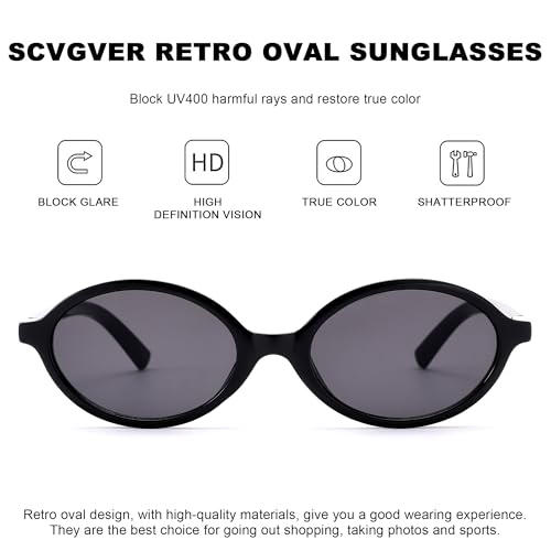 SCVGVER Retro Oval Sunglasses for Women Men, 90s Vintage Small Cat Eye Sun Glasses Y2k Trendy Narrow Shades, UV Protection4