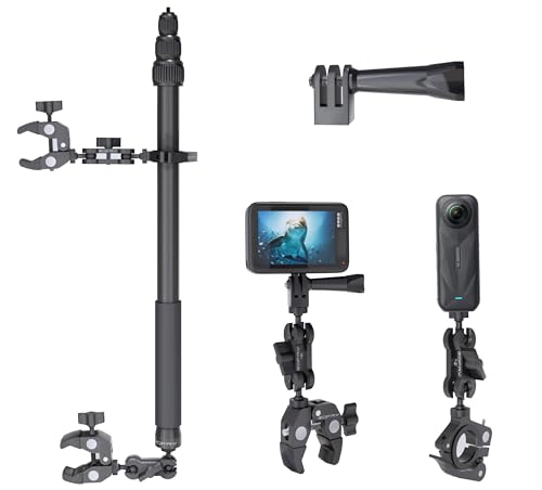 COFRY 360 Motorcycle Mount Kit, Universal Adjustable 360 Camera Mount for Motorcycle Handle, Compatible with Insta360 X4 X5 Accessories, Bike Mount for GoPro Camera