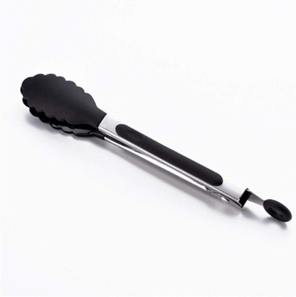 Silicone Food Clamp Stainless Steel Kitchen Non-slip Cooking Barbecue Salad Tool Accessories(D)