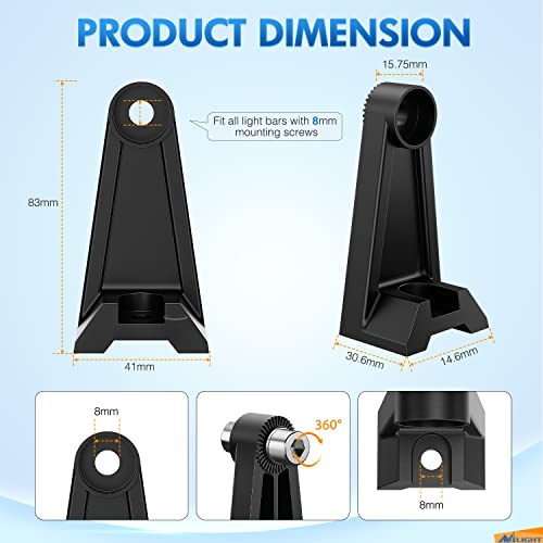 Image of Nilight 2PCS Side-Mounted Brackets Universal Adjustable Mounting Brackets for LED Light Bar, 2 Years Warranty,Black