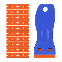 BAVALIN Set di mini raschietti in plastica blu, 1 raschietto in plastica con 20 lame di ricambio in plastica, per vinile, adesivi, adesivi, colla