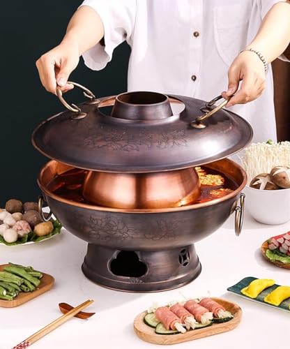 Olla de carbón tradicional de cobre de 34 cm para preparar comidas deliciosas 5