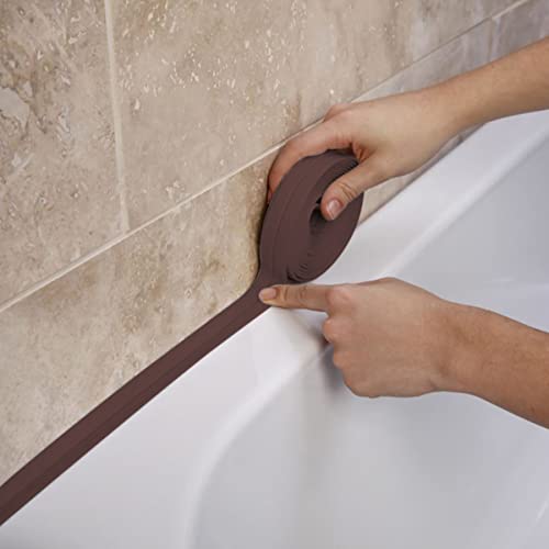Image of Caulk Strip Tape, Waterproof Dustproof PVC Self Adhesive Caulking Sealing Tape for Kitchen Sink Toilet Bathroom Shower Bathtub Wall(0.86 inch x11',Brown)