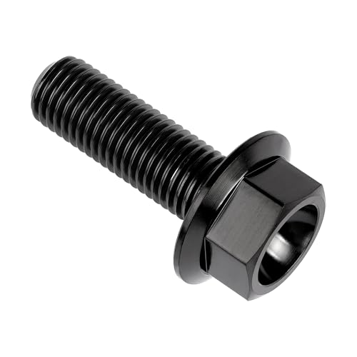 Image of Ti Screws M10 x 20 25 30 35 40 45 50 55 60 65 70 75 80 90 100mm 1.25 Pitch Titanium Flange Hex Bolt Pack of 4 (Black, M10x35mm)