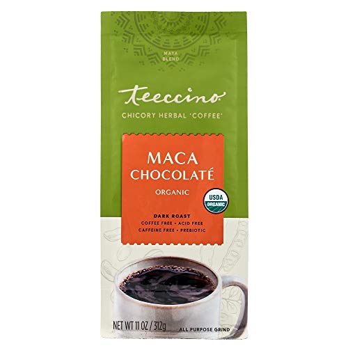Teeccino Maca Chocolaté Chicory Coffee Alternative - Ground Herbal Coffee That’s Prebiotic, Caffeine Free & Acid Free, Dark Roast, 11 Ounce - Thumbnail 4