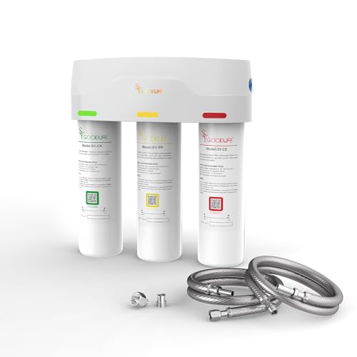 3-Stage Under Sink Water Filter System, Reduces Fluoride, Chlorin...