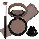 Cool Toned Contour Palette with Triangular Concealer Brush & 2 Puffs, Grey Contour Powder for Fair Pale Light Cool Toned Skin, Multiuse Contouring Face Sculpting Bronzer Eyeshadow Palette