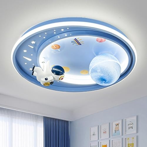 Plafonnier planète astronaute bleu pour illuminer la chambre d'enfant
