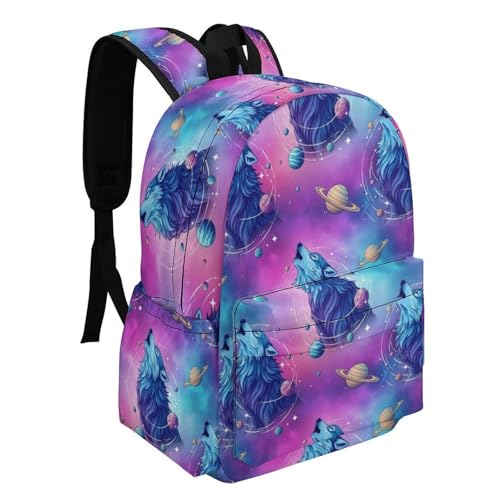 Spacious Commuter Backpack, Women Men Portable Cute Waterproof Wolf Backpacks Shoulder Bag for Work, Travel, Lightweight Reusable Bags2