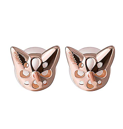 Wicary Cat Earrings Sterling Silver Cultured Freshwater Pearl Stud Earrings #TOP5